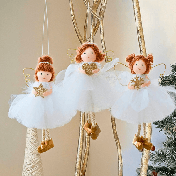 Handmade White-Gold Angels for Peace & Light