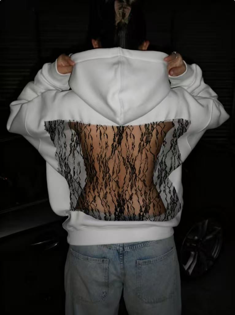 “Backstage Crystal-Mesh Hoodie” | Your Daily Style Revolution, Euro-American Flair Unleashed