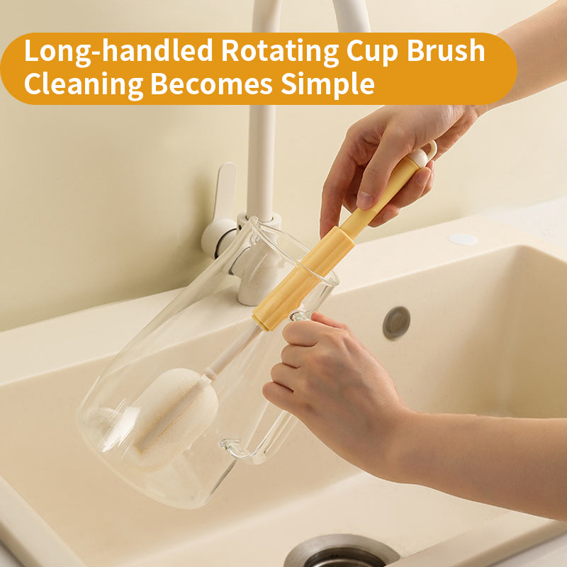Rotating Cup Brush, Includes Straw Brush for Water Bottles, Mugs, Wine Glasses