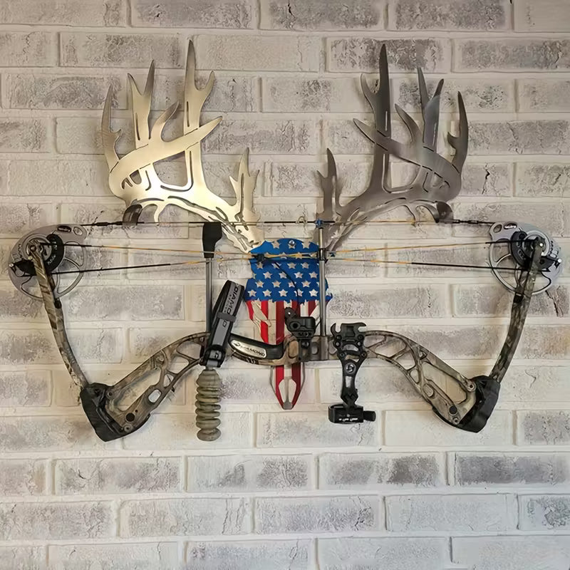 🔥Christmas gift 🎁Metal Deer Head Wall Hanging with Bow and Arrow Gun Rack