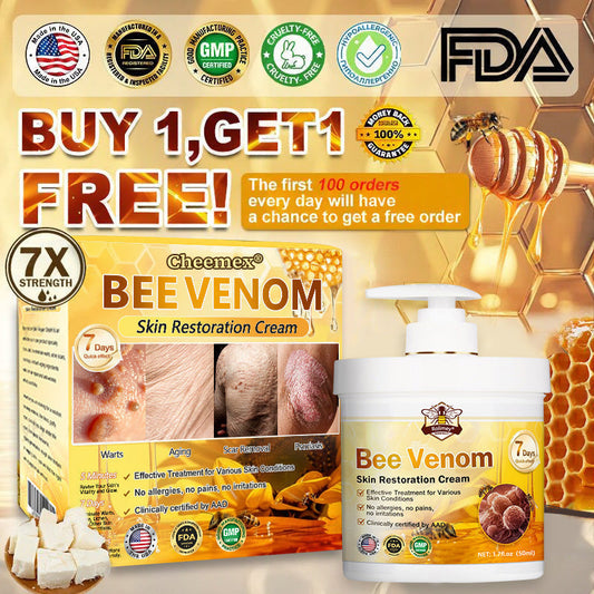 🐝🔥FDA Approved|BEE toxin Skin Restoration Cream (Anti-aging, Hydrating, Skin Repair, Even Tone, Acne and Dark Spot Treatment, Wart and Mole Removal, Psoriasis Relief)