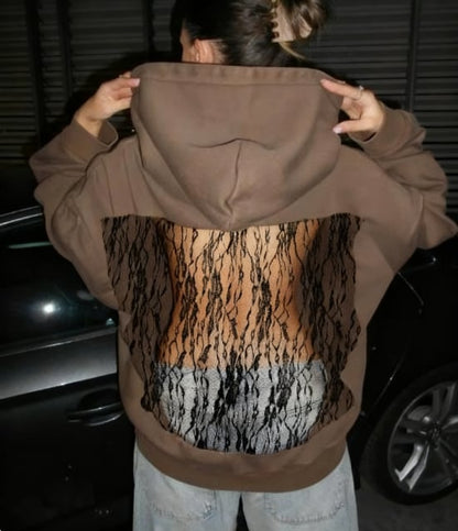 “Backstage Crystal-Mesh Hoodie” | Your Daily Style Revolution, Euro-American Flair Unleashed