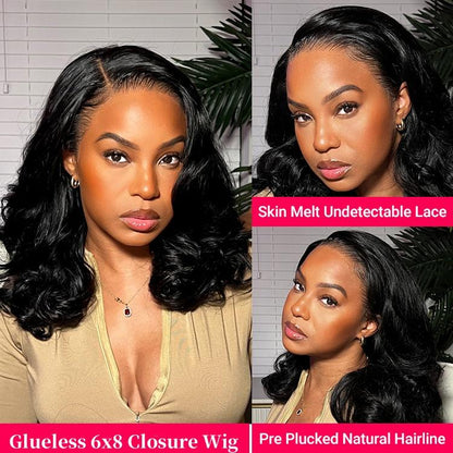 🔥Final 3 Hours: 50%OFF🔥Density Side Part Glueless LayerCut Wig 6x8 Lace Closure Wig Body Wave Pre Cut Pre Bleached Ready Go Wigs