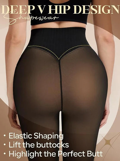 New Compression Band Model One-Seam Translucent Fleece Lined Tights