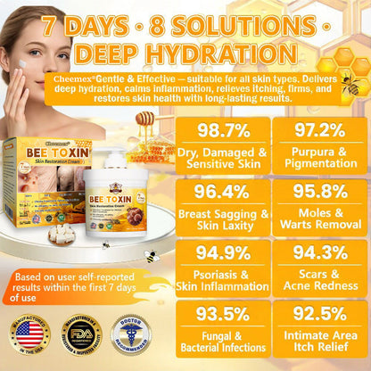 🐝🔥FDA Approved|BEE toxin Skin Restoration Cream (Anti-aging, Hydrating, Skin Repair, Even Tone, Acne and Dark Spot Treatment, Wart and Mole Removal, Psoriasis Relief)