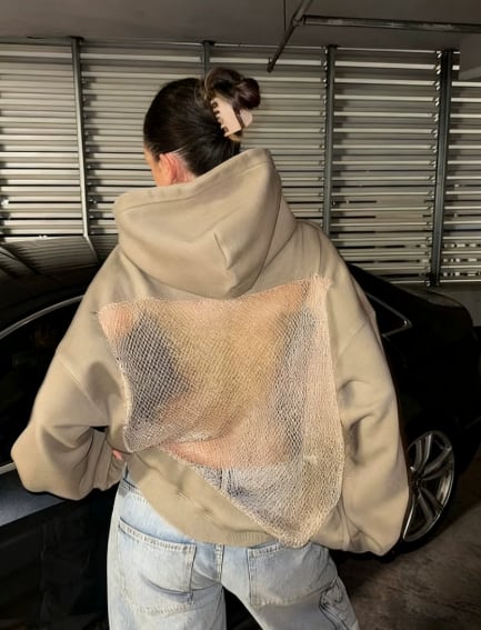 “Backstage Crystal-Mesh Hoodie” | Your Daily Style Revolution, Euro-American Flair Unleashed