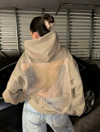 “Backstage Crystal-Mesh Hoodie” | Your Daily Style Revolution, Euro-American Flair Unleashed