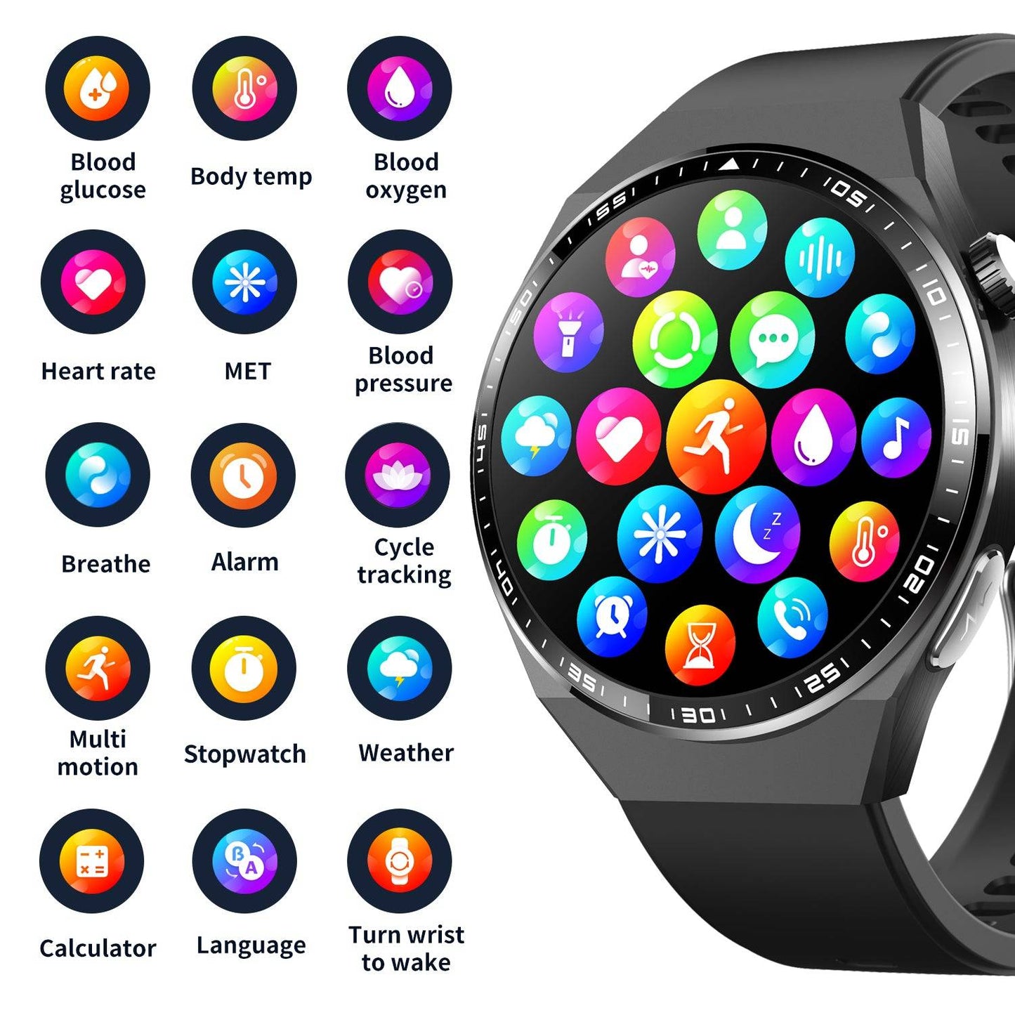 🔥Last day:50% off🔥Detection Smartwatch with Advanced ECG + Blood Pressure + Blood Glucose + Uric Acid + Activity Tracking + Emergency SOS