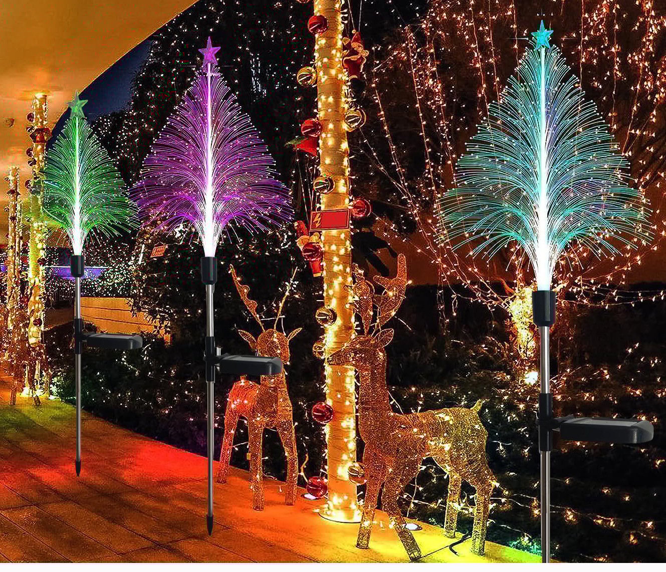 🎅Christmas Hot Sale 50%OFF 🤩🎄7 Color Changing Solar Christmas Trees Lights