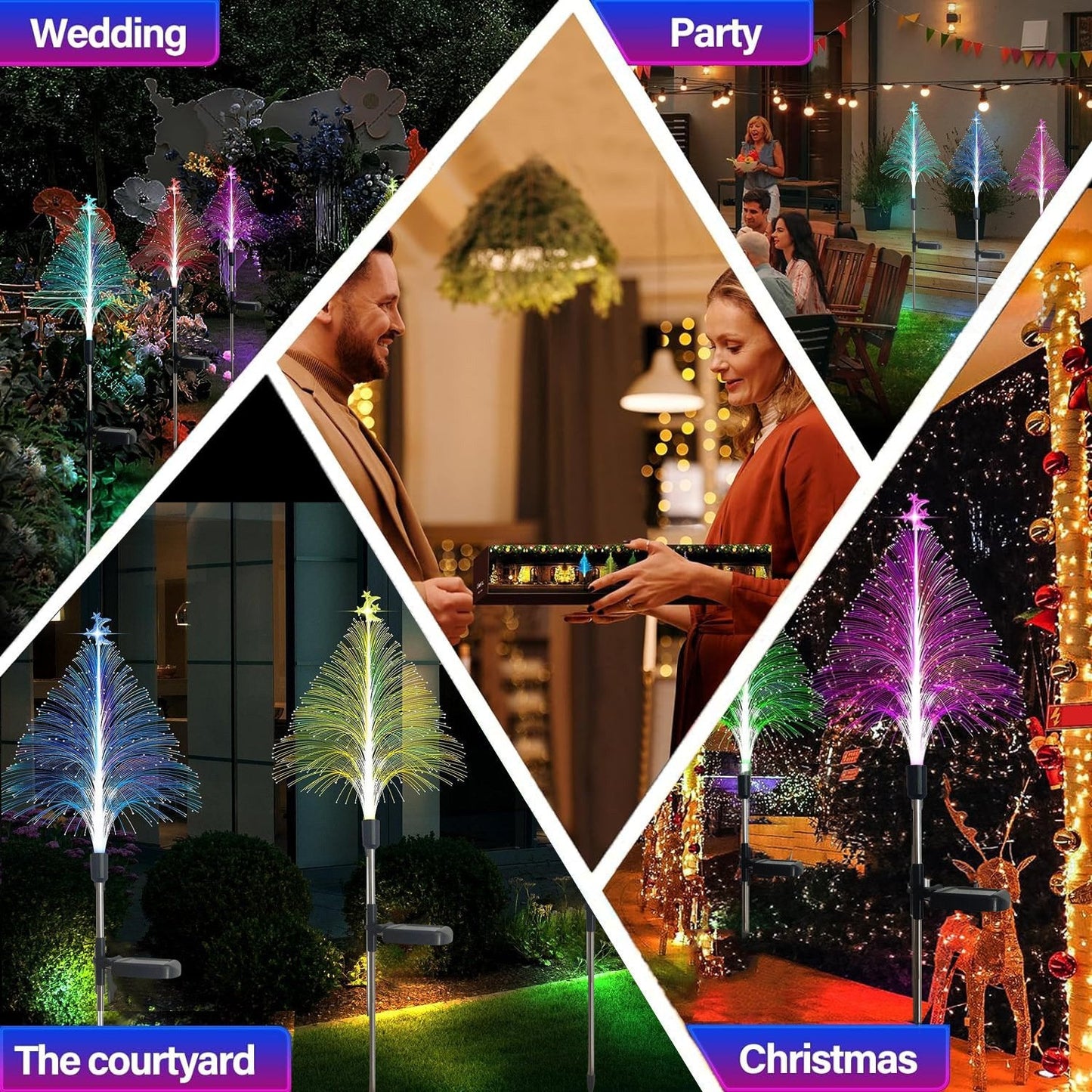 🎅Christmas Hot Sale 50%OFF 🤩🎄7 Color Changing Solar Christmas Trees Lights