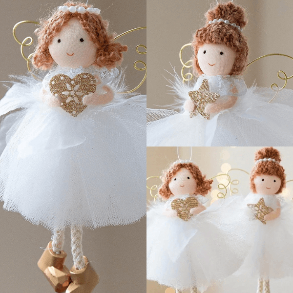 Handmade White-Gold Angels for Peace & Light