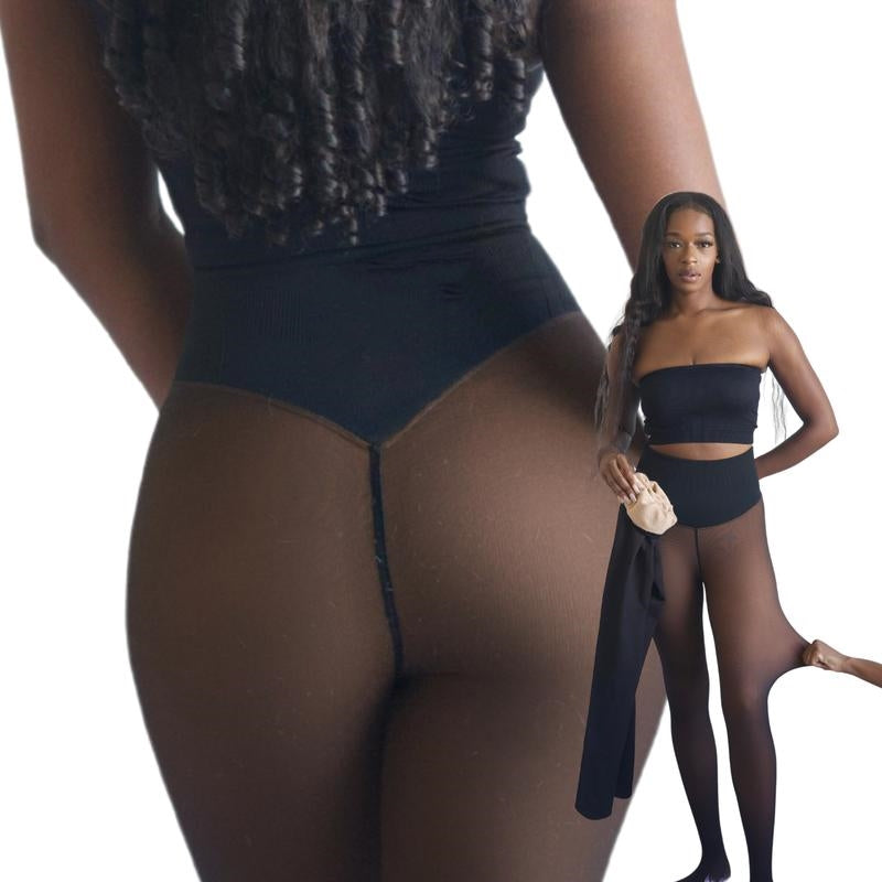 New Compression Band Model One-Seam Translucent Fleece Lined Tights