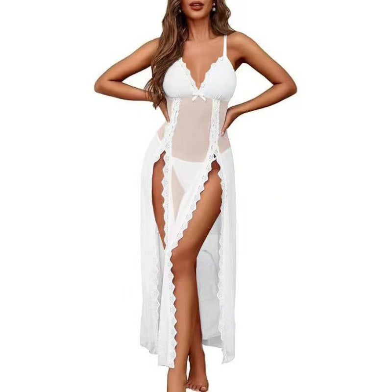Sexy Mesh V Neck Side Split Nightdress