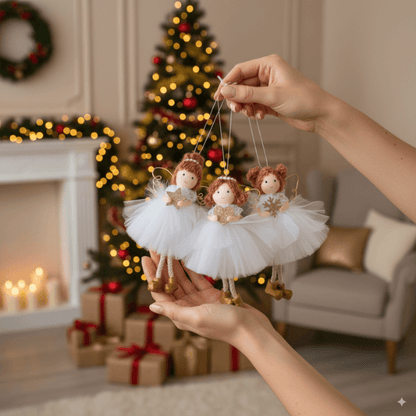 Handmade White-Gold Angels for Peace & Light