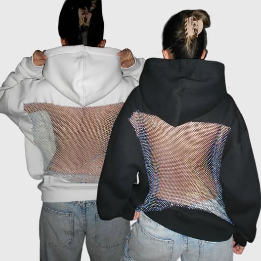 “Backstage Crystal-Mesh Hoodie” | Your Daily Style Revolution, Euro-American Flair Unleashed