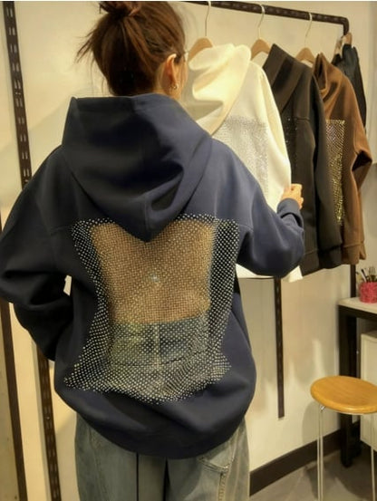 “Backstage Crystal-Mesh Hoodie” | Your Daily Style Revolution, Euro-American Flair Unleashed