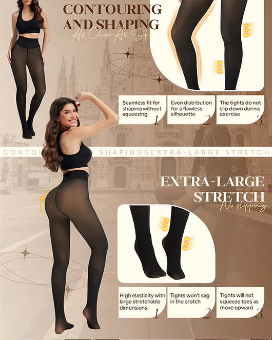 New Compression Band Model One-Seam Translucent Fleece Lined Tights