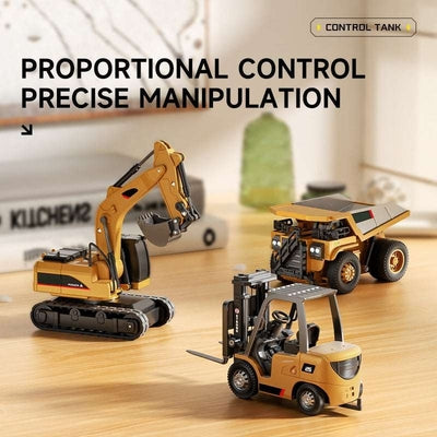 🚜 1/64 Premium Alloy Mini RC Construction Set – Forklift, Excavator u0026 Dump Truck (FREE Shipping Today Only)