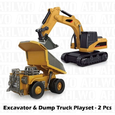 🚜 1/64 Premium Alloy Mini RC Construction Set – Forklift, Excavator u0026 Dump Truck (FREE Shipping Today Only)