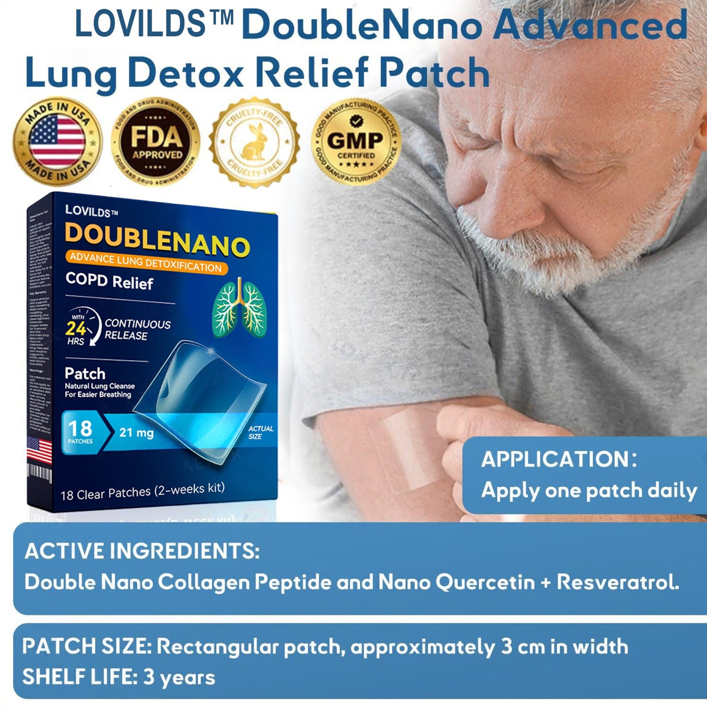 DoubleNano COPD Relief Patch (💝 Cough, wheezing, shortness of breath, sputum, stuffy nose, bronchitis, bronchitis, allergy symptoms, lung discomfort🫁)