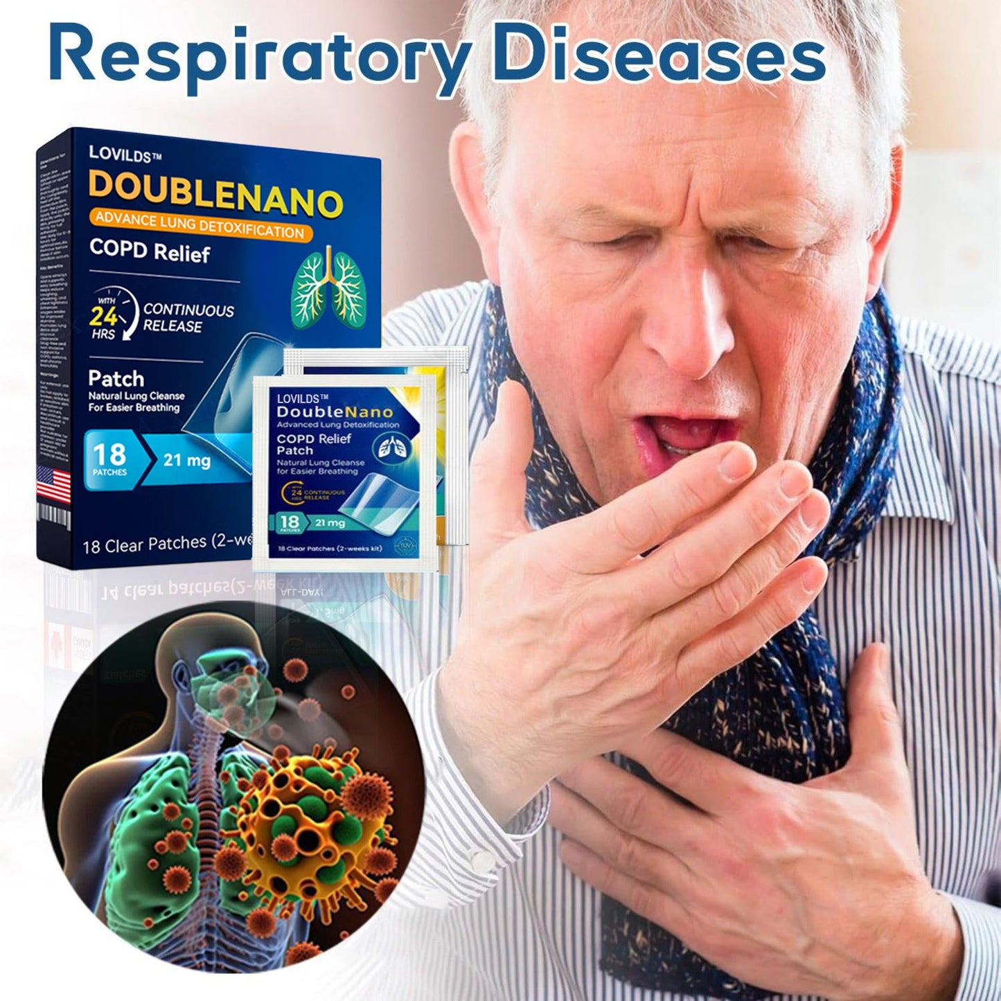 DoubleNano COPD Relief Patch (💝 Cough, wheezing, shortness of breath, sputum, stuffy nose, bronchitis, bronchitis, allergy symptoms, lung discomfort🫁)