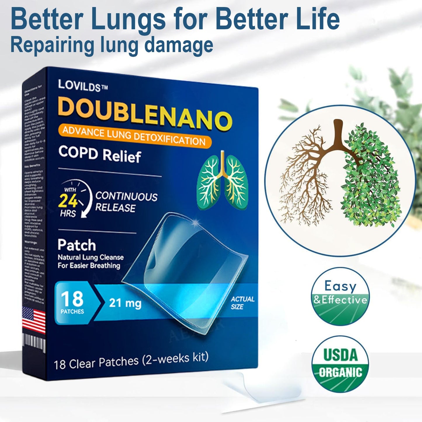 DoubleNano COPD Relief Patch (💝 Cough, wheezing, shortness of breath, sputum, stuffy nose, bronchitis, bronchitis, allergy symptoms, lung discomfort🫁)